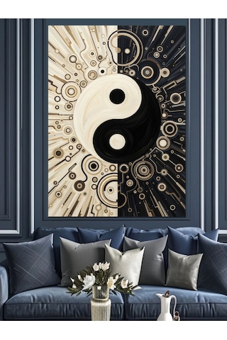 Ahşap Tablo Ying Yang Kozmik Denge Tasarımı Hayvan Tabloları