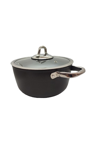 Leggno Derin Tencere Cam Kapak Çelik Kulp 24 CM