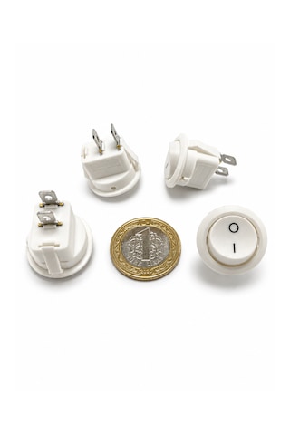 Yuvarlak Işıksız Anahtar Beyaz 2 Pin 23 Mm 50 Adet Aç Kapa On-off Işıksız Switch Buton 6a/250vac 125vac