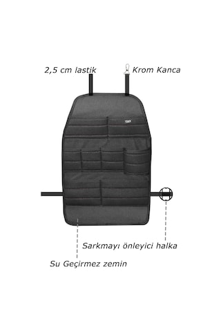 Bod Ecolux Serisi Taytüyü Araba Oto Koltuk Arkası Eşya Düzenleyici Araç İçi Organizer Siyah