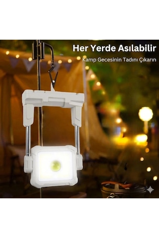 Katlanabilir Çok İşlevli Kamp Lambası - Her Ortama Uyum Sağlayan Güçlü 4 Modlu Aydınlatma Beyaz