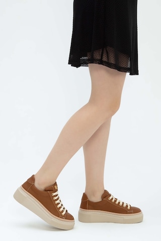 Tamer Tanca Kadın Hakiki Deri Taba Floter Sneakers & Spor Ayakkabı 937 5022-09 Bn Ayk Y23 Taba Floter Taba