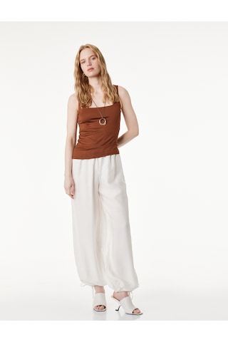 Koton Slim Fit Yuvarlak Yaka Kolsuz Top Kahverengi 6sak10291ek Kahve