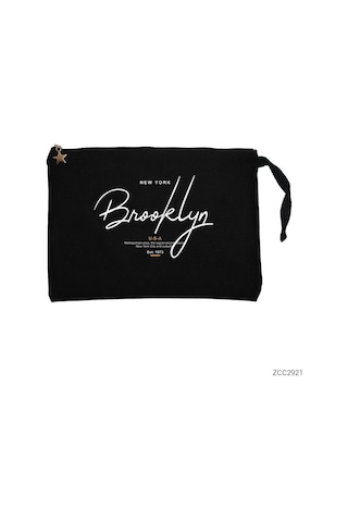 Newyork Brooklyn U.S.A Siyah Clutch Astarlı Cüzdan / El Çantası