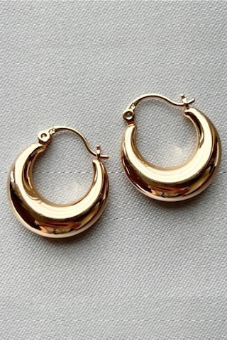 Oqqo Gold Kalın Bombeli Halka Küpe Altın