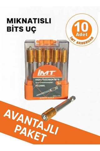 İmt Aksesuar Mıknatıslı Bits Uç 10 Adet Ph2 65 Mm Yıldız Vida Tutucu Sökme Yıldız Matkap Vidalama Ucu S2 Çeliği