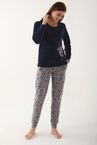 Arnetta Oh Deer Lacivert Kadın Uzun Kol Pijama Takım