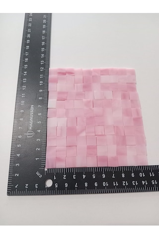 Pembe Kare Vitray Cam Mozaik Taşı - Sanatsal Mozaik İçin Yaklaşık 10 X 10 Mm
