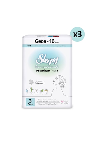 Sleepy Bio Natural Premium Plus Hijyenik Ped Süper Avantaj Paketi Gece 48 Adet