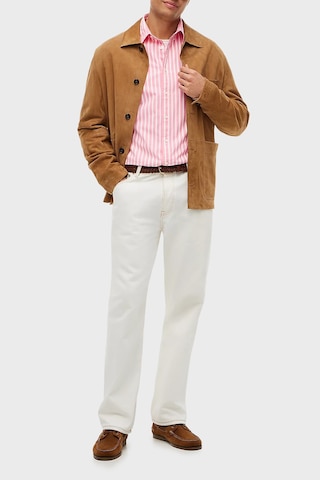 Tommy Hilfiger Çizgili Pamuklu Regular Fit Uzun Kollu Gömlek Erkek Gömlek Mw0mw43315 0d1 Pembe-beyaz