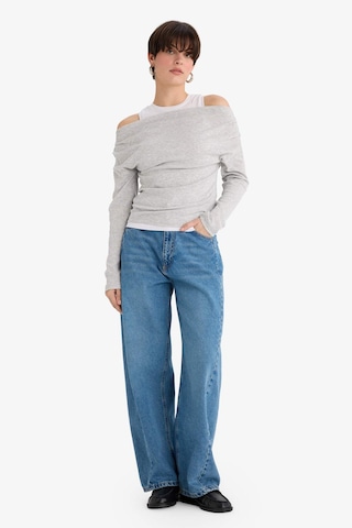 Defacto Slim Fit Dar Kesim Tek Omuzlu Çift Katmanlı Ribana Uzun Kollu Tişört G6336ax25wngr93 Gri-gr93