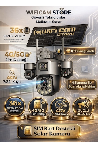 36x Optik Zoom 4 Kameralı Sim Kartlı Solar Kamera