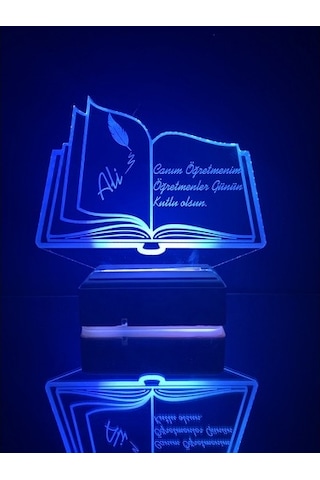 Kişiye Özel Öğretmenler Günü Kitap 3D Led Lamba