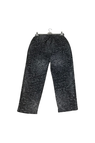 Kadın Desenli Beli Lastikli Cepli Kalın Kışlık Pantolon Siyah