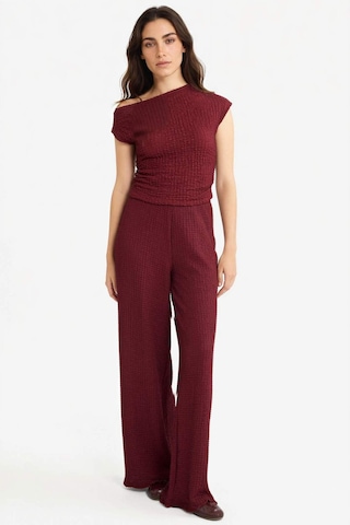 Defacto Slim Fit Dar Kesim Tek Omuzlu Bürümcük Bluz G2703ax25aubr237 Bordo