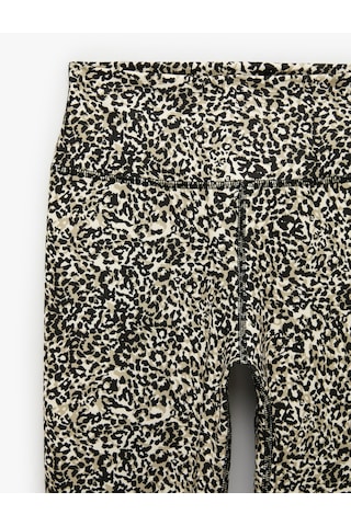 Koton Yüksek Bel Slim Fit Leopar Desenli Spor Tayt Bej Desenli 7wak40262nk Ekru Desenli