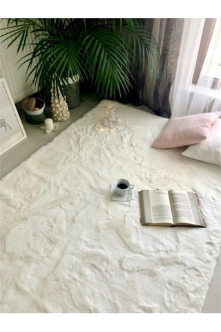 Saraz Halı Peluş Halı Soft Krem