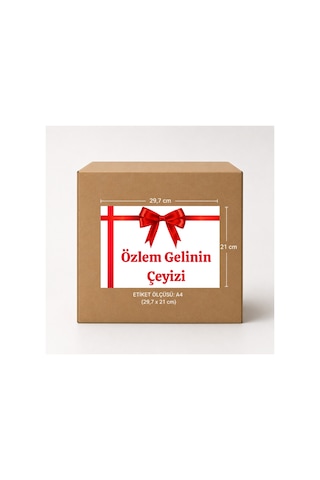 Çeyiz Bohça Bavul Koli Etiketi Gelin 10 Adet A4 Baskılı Etiket Sticker Çok Renkli