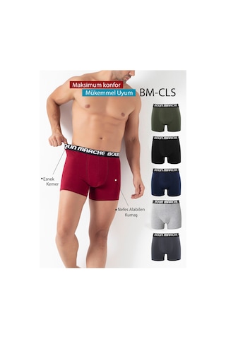 Boun Marche Erkek Boxer Likralı Premıum 6'lı Kutu Jones Mix