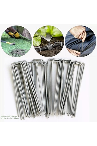 50 Adet Sera Taban Örtüsü Çivisi Ve Malç Örtüsü Kazığı 15 Cm Uzunluk 4 Mm Kalınlık - Galvanizli Yer Örtüsü Ve Çim Pimi Agro Tekstil Ve Bahçe Sabitleme Çivisi
