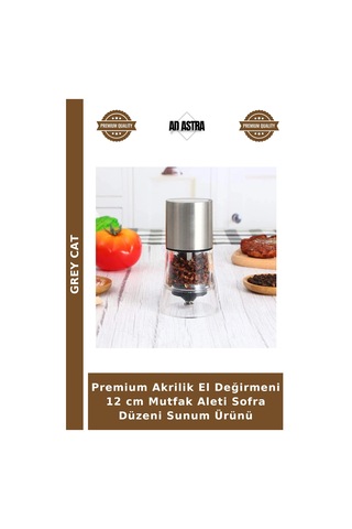 Premium Akrilik El Değirmeni 12 Cm Mutfak Aleti Sofra Düzeni Sunum Ürünü Çok Renkli