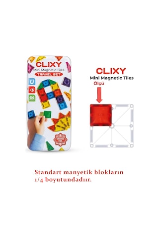 Clixy Mini Manyetik Bloklar 64 Parça Travel  Set