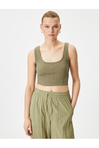 Koton Crop Atlet U Yaka Askılı Haki 4sak10015ek 4SAK10015EK871