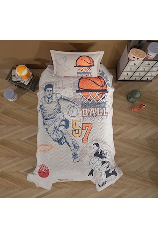 Clasy Tek Kişilik 4 Mevsim Kapitone Nevresim Seti Basketball Bej
