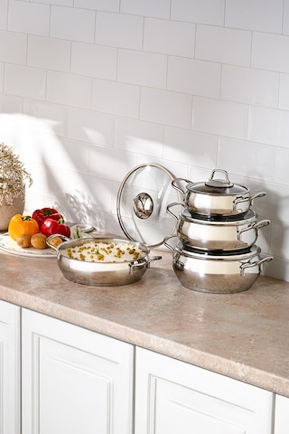 Emsan Cemre İndüksiyon Tabanlı 8 Parça Çelik Tencere Seti