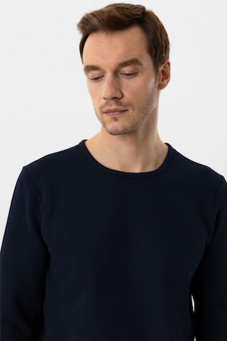 Süvari Lacivert Slim Fit Armürlü Bisiklet Yaka Triko Kazak-36350 Lacivert