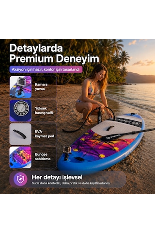 Npo Sunset Palm 305x81x15cm Şişme Premium Sup Paddle Board 148kg Kürek Pompa Çanta Koltuklu Full Set