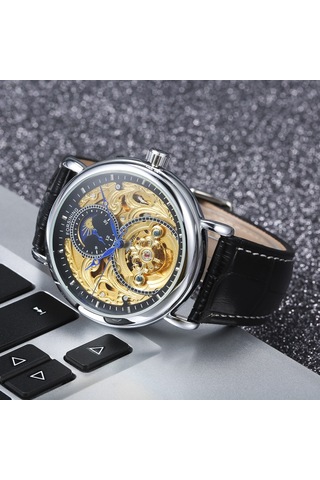 Erkek Moda Lüks Hollow Saat Klasik Charm Otomatik Mekanik Kol Saati 5 Diğer