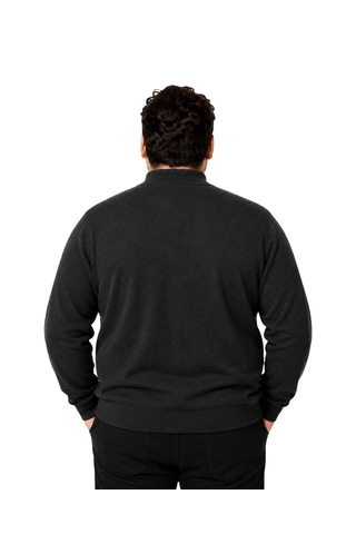 Battalmoda Erkek Büyük Beden Antrasit Yarım Balıkçı Pamuklu Kazak 3xl-4xl-5xl-6xl