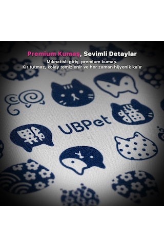 Ubpet C20 Uyumlu Kedi Tuvaleti Perdesi Kum Dağılım Önleyici Mıknatıslı Giriş, Premium Kumaş, Beyaz