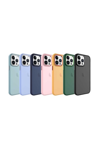 Apple Uyumlu iPhone 14 Pro Kılıf Buzlu Sert Pc Zore May Kapak Mavi