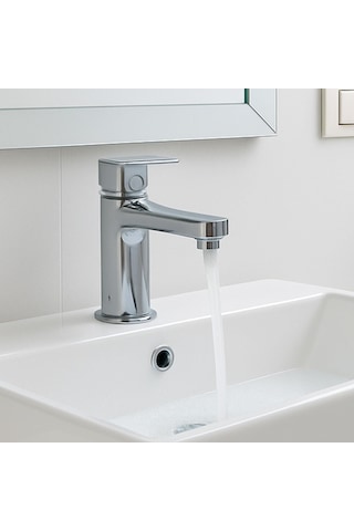 Krom Lavabo Bataryası Paslanmaz Gövde Tek Kollu Sıcak Soğuk Su Ayarlı Şık Modern Musluk Çok Renkli