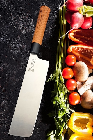 Japon Nakiri Şef Bıçağı Uzak Doğu Şef Bıçak Kahverengi