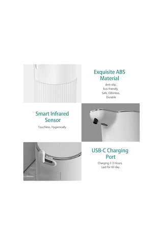 Xiaaokeji Sıvı Otomatik Sabunluk Temassız Ayarlanabilir Sabunluk Beyaz