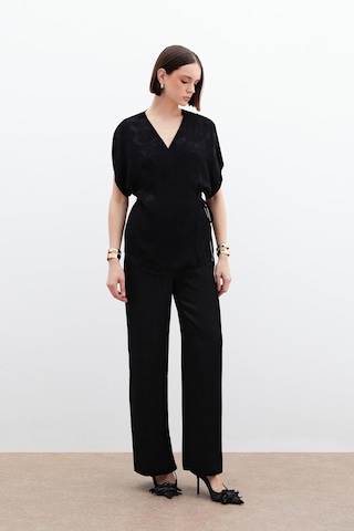 Sateen Cepli Bol Pantolon - Siyah-136041 Siyah