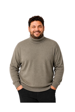 Battalmoda Erkek Büyük Beden Vizon Tam Balıkçı Pamuklu Kazak 3xl-4xl-5xl-6xl