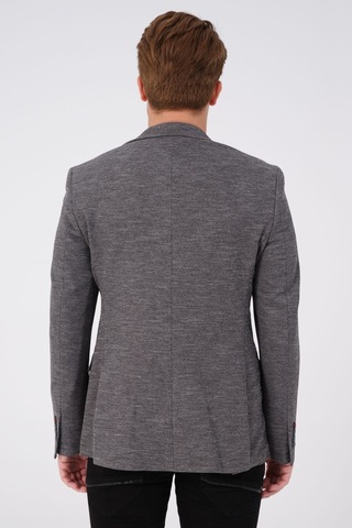 Bonesti Erkek Slim Fit Blazer Ceket Gri Desenli