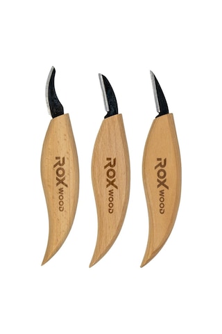 Rox Wood 0376 Ahşap Yontma Ve Oyma Bıçağı 3'lü Set