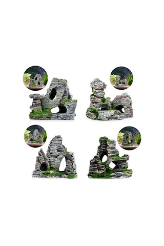 Sones Akvaryum Aksesuarları Reçine Balık Tankı Çadırı Peyzaj Dekorasyonu, Stil: Model B