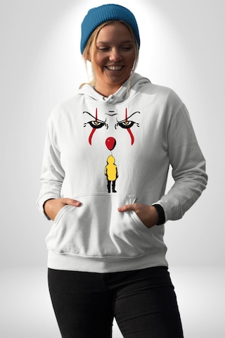 Pennywise Vs Georgie Korku Filmi Kadın Erkek Beyaz Kapüşonlu Sweatshirt Hoodie Beyaz