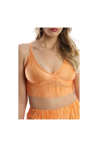 Kadın Piliseli Kumaş Üst / Alt Takım Turuncu