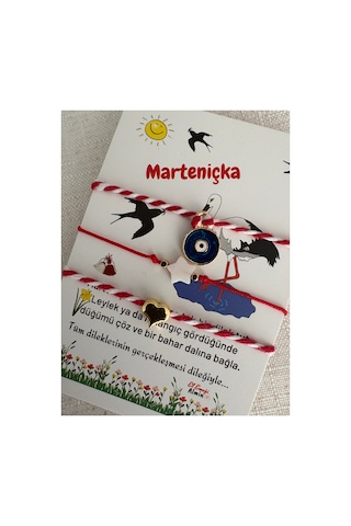 Nazar Boncuğu Kalp Marteniçka Dilek Bilekliği Ve Kırmızı İp Bileklik Altın Altın
