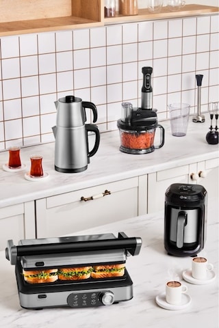 Karaca Gurme Premium Inox Evlilik Paketi Tost, Kahve, Çay Makinesi Ve Mutfak Robotu Chrome