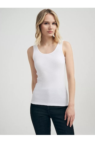 Tvoe Düz Renkli, Geniş Askılı Temel Bir Atlet, Ceket Altında 14804227 Beyaz