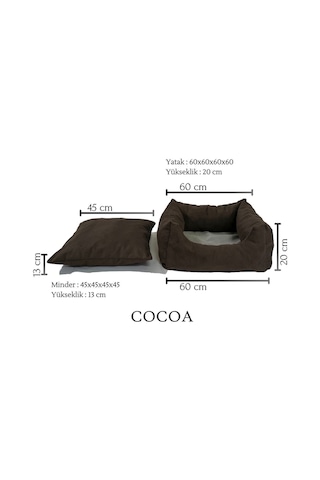 Zishtekstil Cocoa Büyük Pet Kedi & Köpek Yatağı 60 x 60 x 60 CM