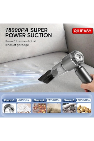 Fochsia Grey 18000pa Güçlü Araç El Süpürgesi 100w Yüksek Güçlü Islak Kuru Hacımlı Pil